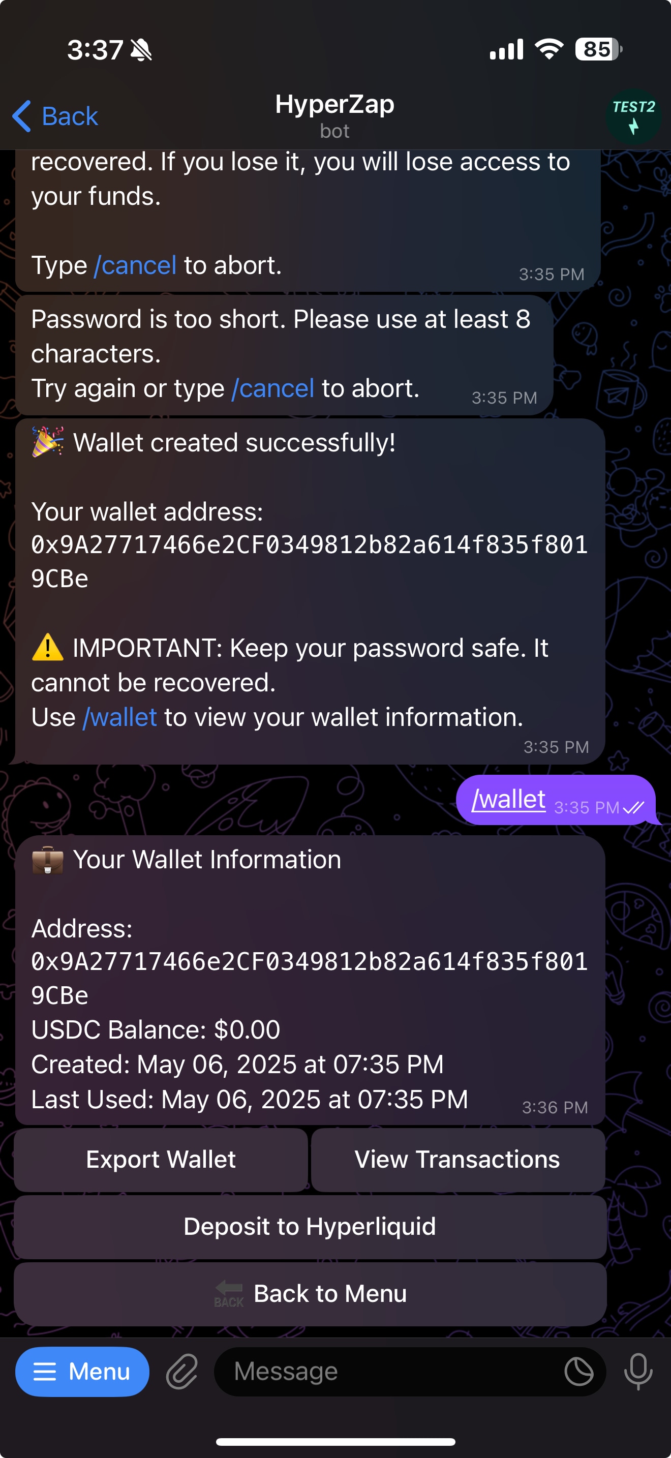 HyperZap Trading Interface